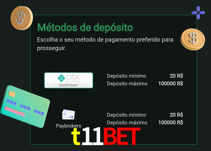 O cassino t11bet oferece uma grande variedade de métodos de pagamento